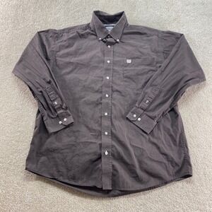 Cinch Shirt Mens Medium Solid Brown Cotton Western Button Down Long Sleeve